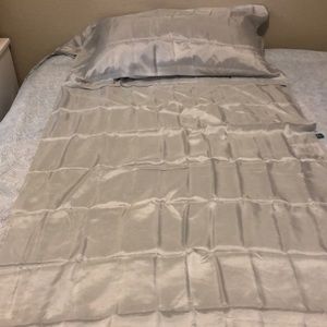 COPY - 100% silk sleeping bag/bed liner. 78”x33” rectangle with attached pillow…